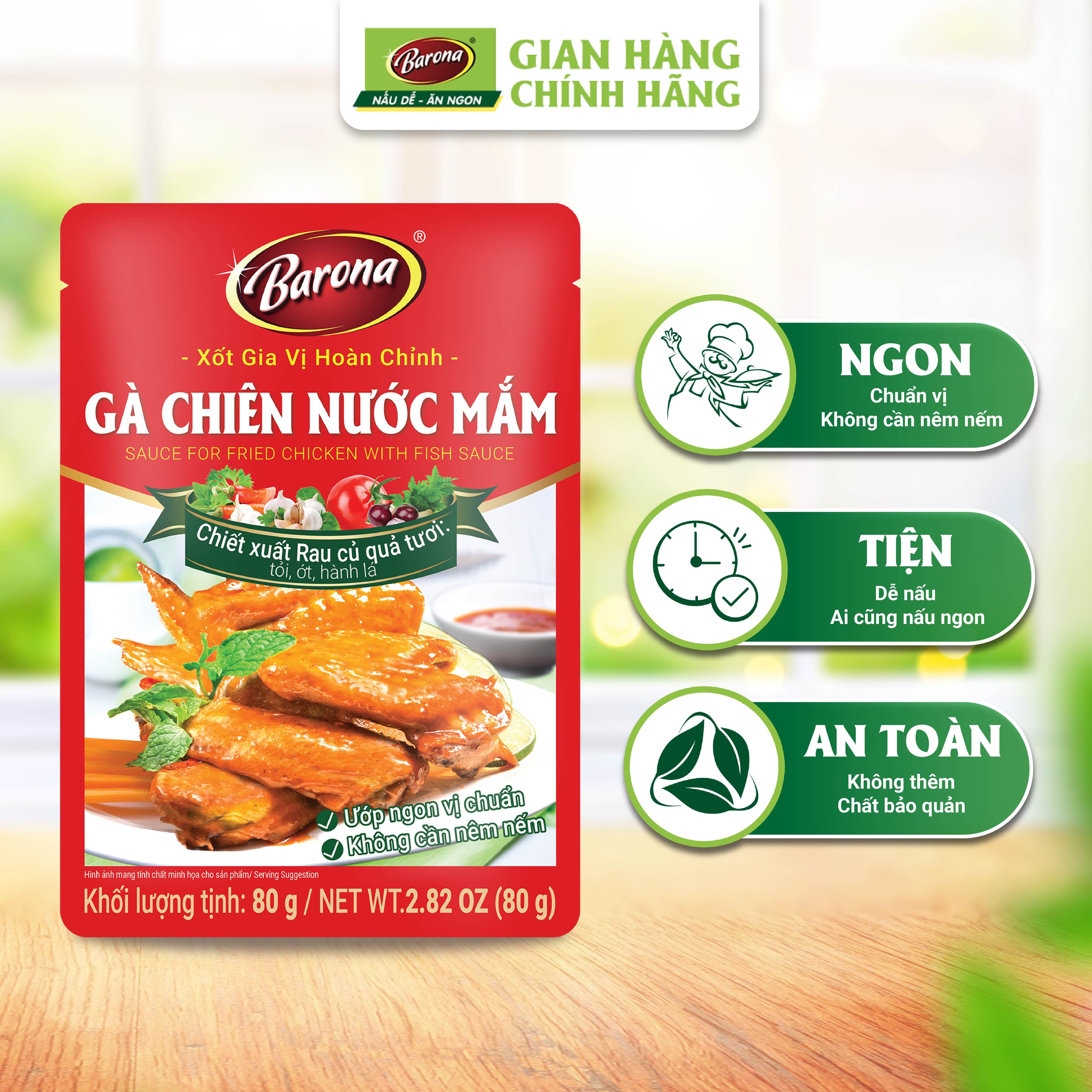 Xốt Gia Vị Hoàn Chỉnh BARONA Gà Chiên Nước Mắm 80g