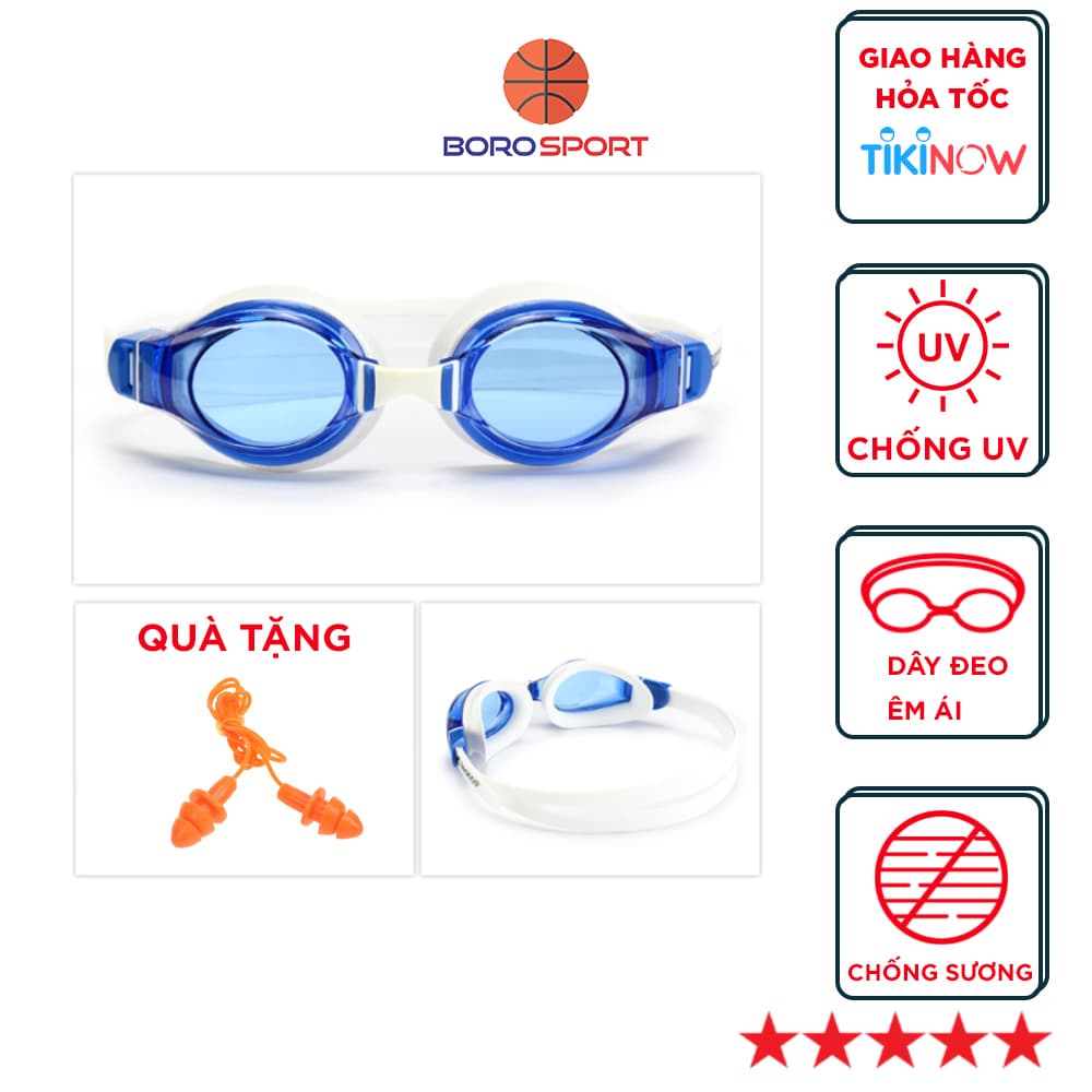 Kính Bơi Chống Tia UV Chống Sương Mù Bảo Vệ Mắt Cleacco Dành Cho Vận Động Viên Chuyên Nghiệp Màu Sắc Đa Dạng Tặng Kèm Bịt Tai Silicone BORO SPORT Xanh dương