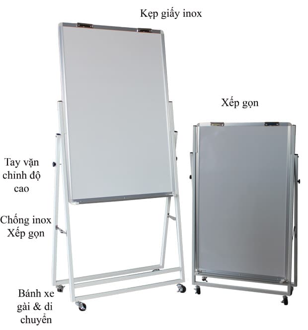 Bảng Flipchart chân gấp 80x120cm Mặt bảng trắng không ô ly bảng giá rẻ BAVICO