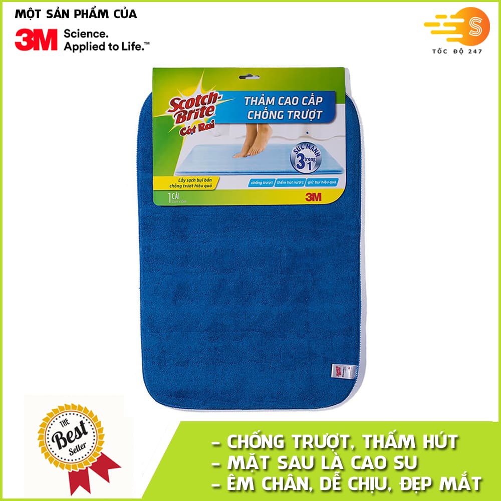 Thảm Chống Trượt Cao Cấp Scotch Brite 40 x 60 cm Xanh đậm Xanh đậm
