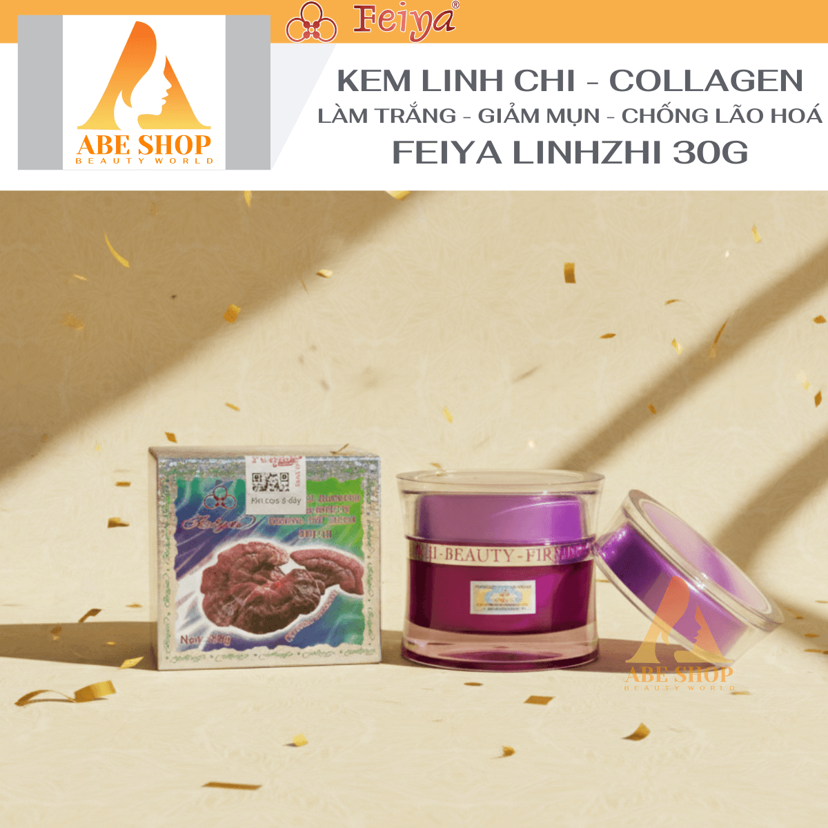 Kem FEIYA Linh Chi Đài Loan Làm Trắng Chống Lão Hóa Mờ Nếp Nhăn Cải Thiện Da Mụn 30 Gram