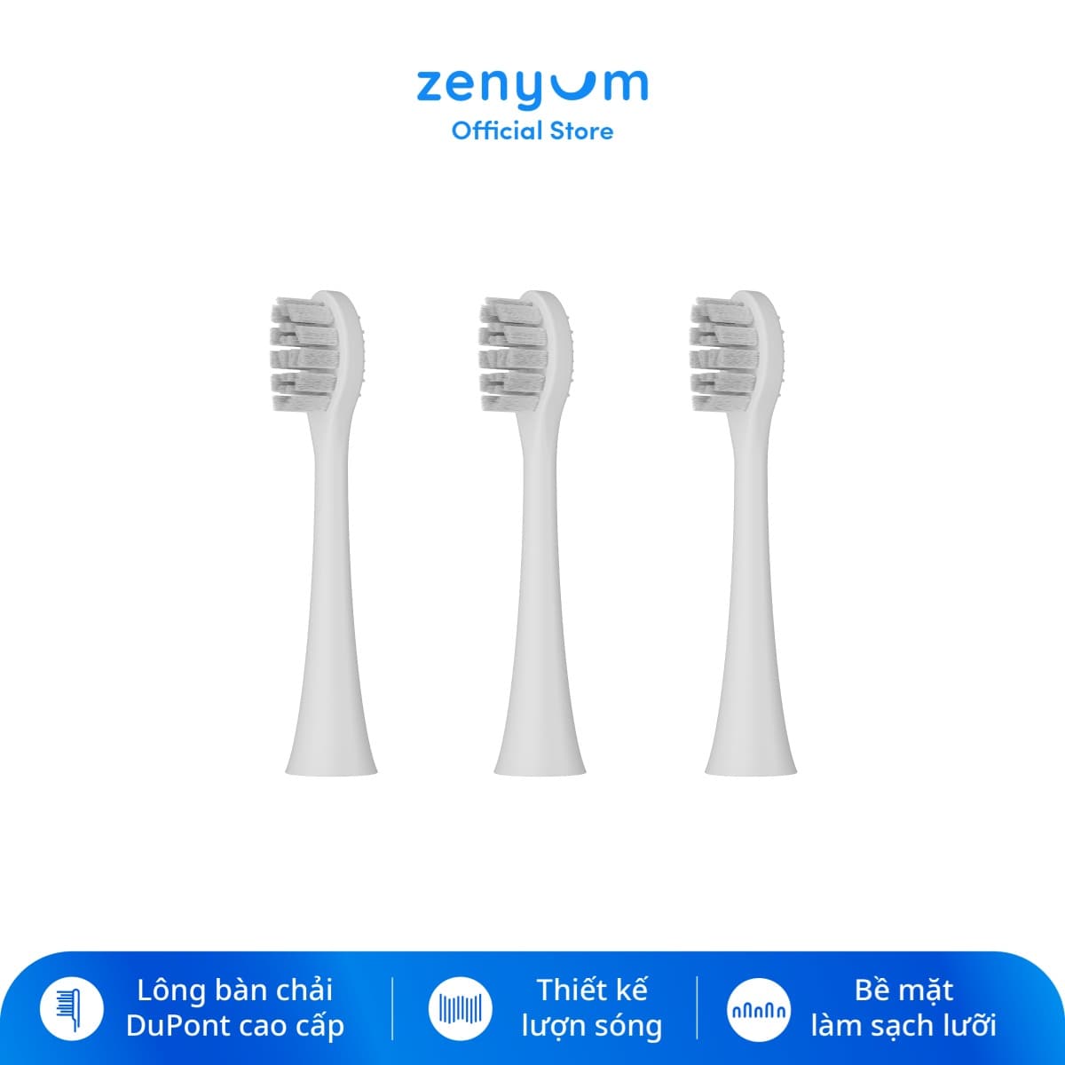 Combo 3 Đầu Bàn Chải Điện Thay Thế Zenyum Sonic Công Nghệ Singapore Trắng