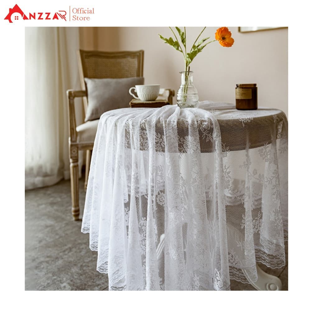 Khăn trải bàn ren hoa đẹp sang trọng cho bàn tròn bàn vuông bàn chữ nhật làm phông nền chụp ảnh đẹp Anzzar KB 02 150x180cm 01 tấm