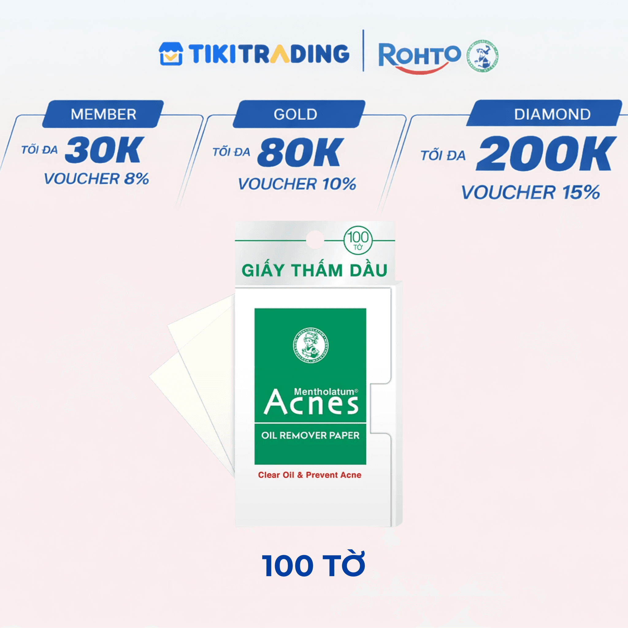 Giấy thấm dầu kiểm soát nhờn ngừa mụn Acnes Oil Remover Paper 100 tờ