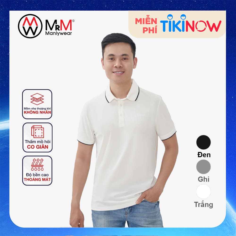 Áo thun Polo Nam Coolmax Premium nam tính thanh lịch sang trọng MRM Manlywear Trắng M
