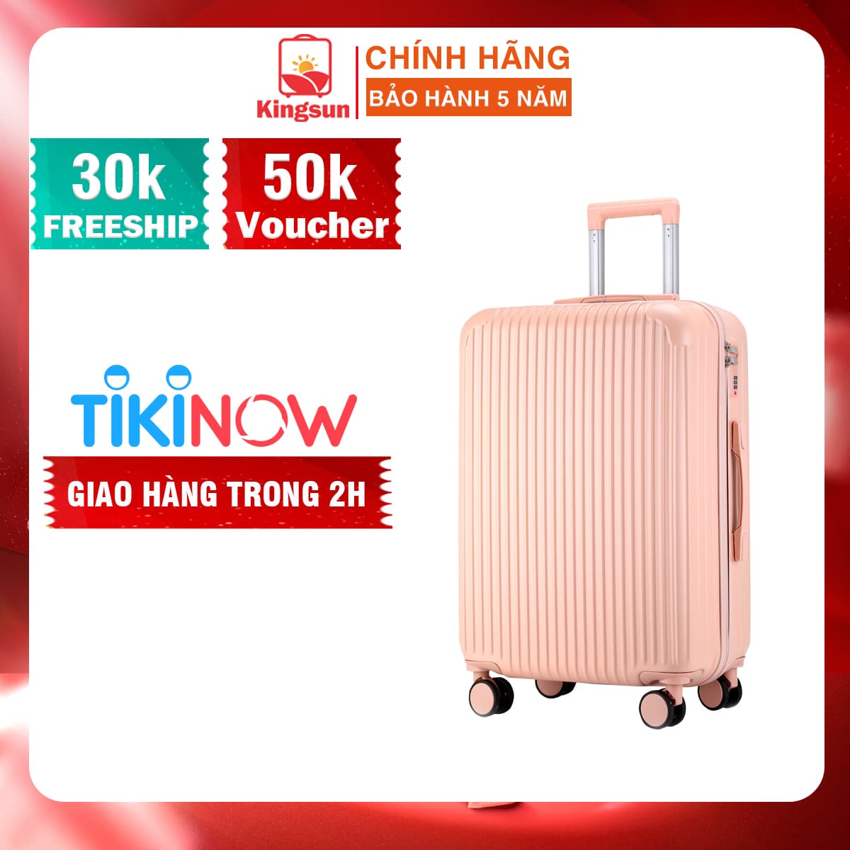 Vali Kéo Du Lịch Size 20inch KS T01 Hồng Nhạt