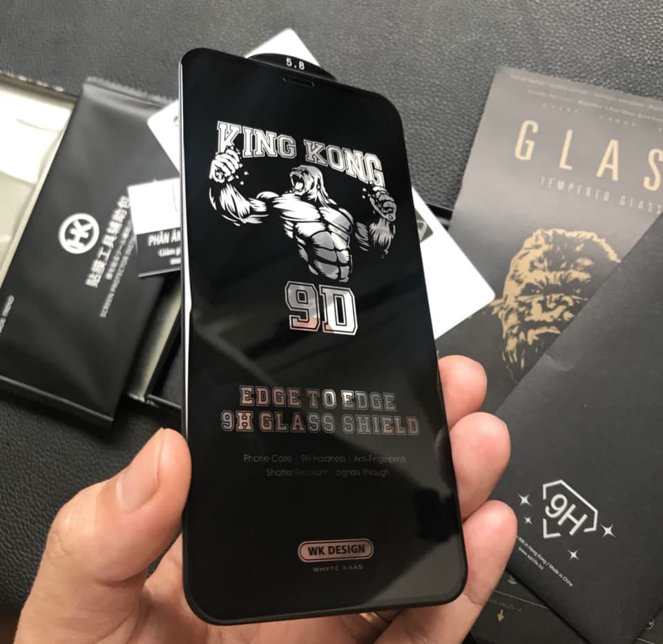 Kính Cường Lực KingKong 9D Trong Suốt Dành Cho iPhone Full Hộp Sắt Cao Cấp Dán Full Màn Xs max11 Promax