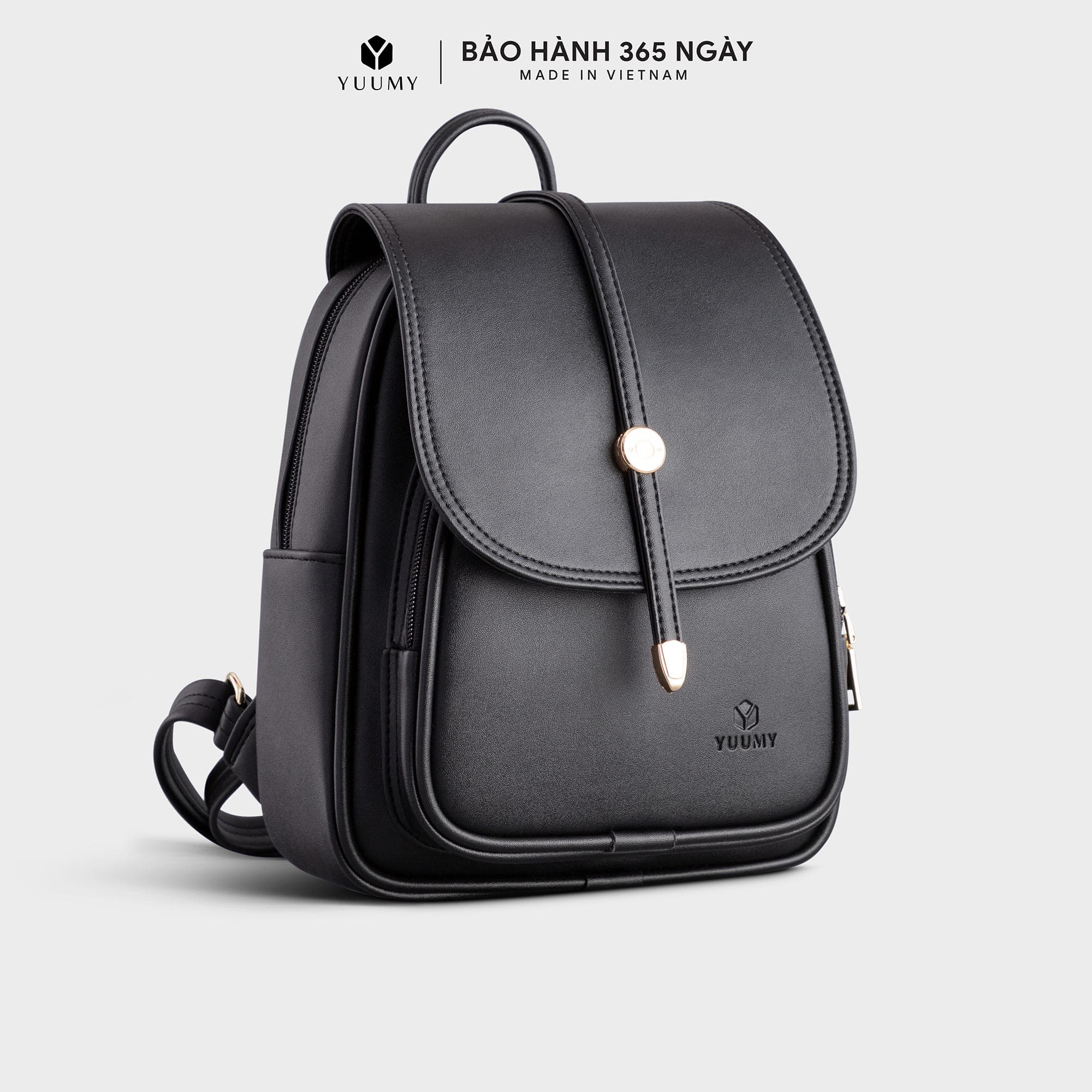Balo Yuumy Thời trang nữ cỡ trung nắp gập Balo da Seasand YBA48 ĐEN