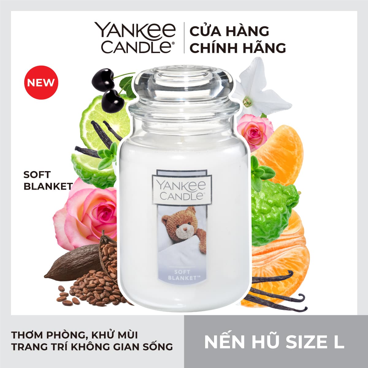 Nến hũ Yankee Candle size L Soft Blanket 623g