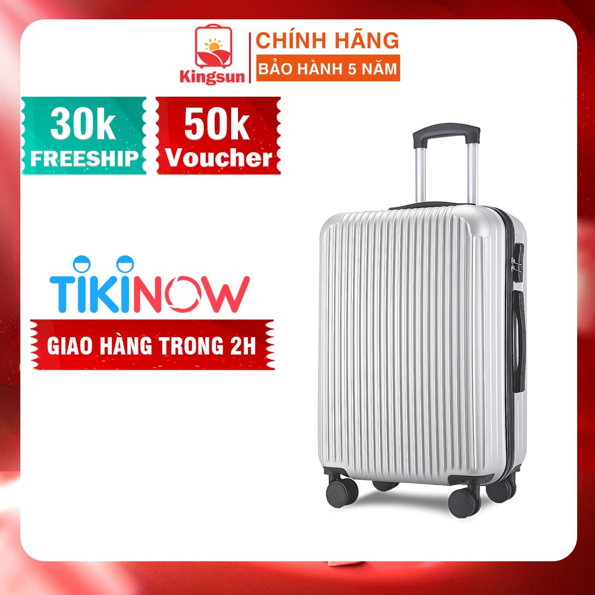 Vali du lịch kéo cao cấp Size 24inch Chất lượng cao KS 155 Bạc