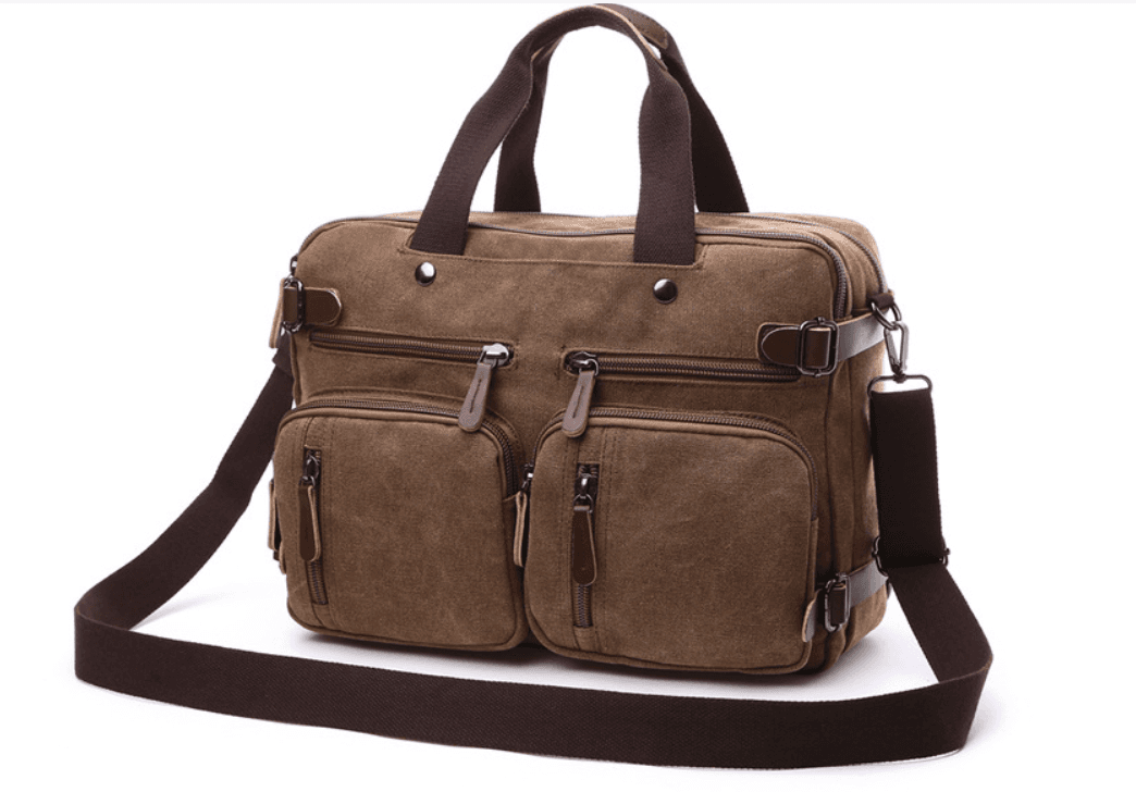 Túi xách nam công sở 2 trong 1 vải cavans cao cấp size 15 6inh và size 17.3inh phong cách mới nâu size 17.3inh