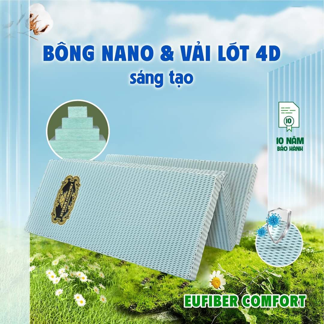 Nệm bông ép Kim Cương EUFIBER COMFORT Gấp 3 Di chuyển dễ dàng. 100x200 5cm