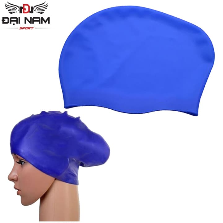 Mũ Bơi Người Lớn Nón Bơi Cho Nữ Tóc Dài Chất Liệu 100 Silicon Co giãn Chống Nước Thoải Mái Đại Nam Sport Xanh dương