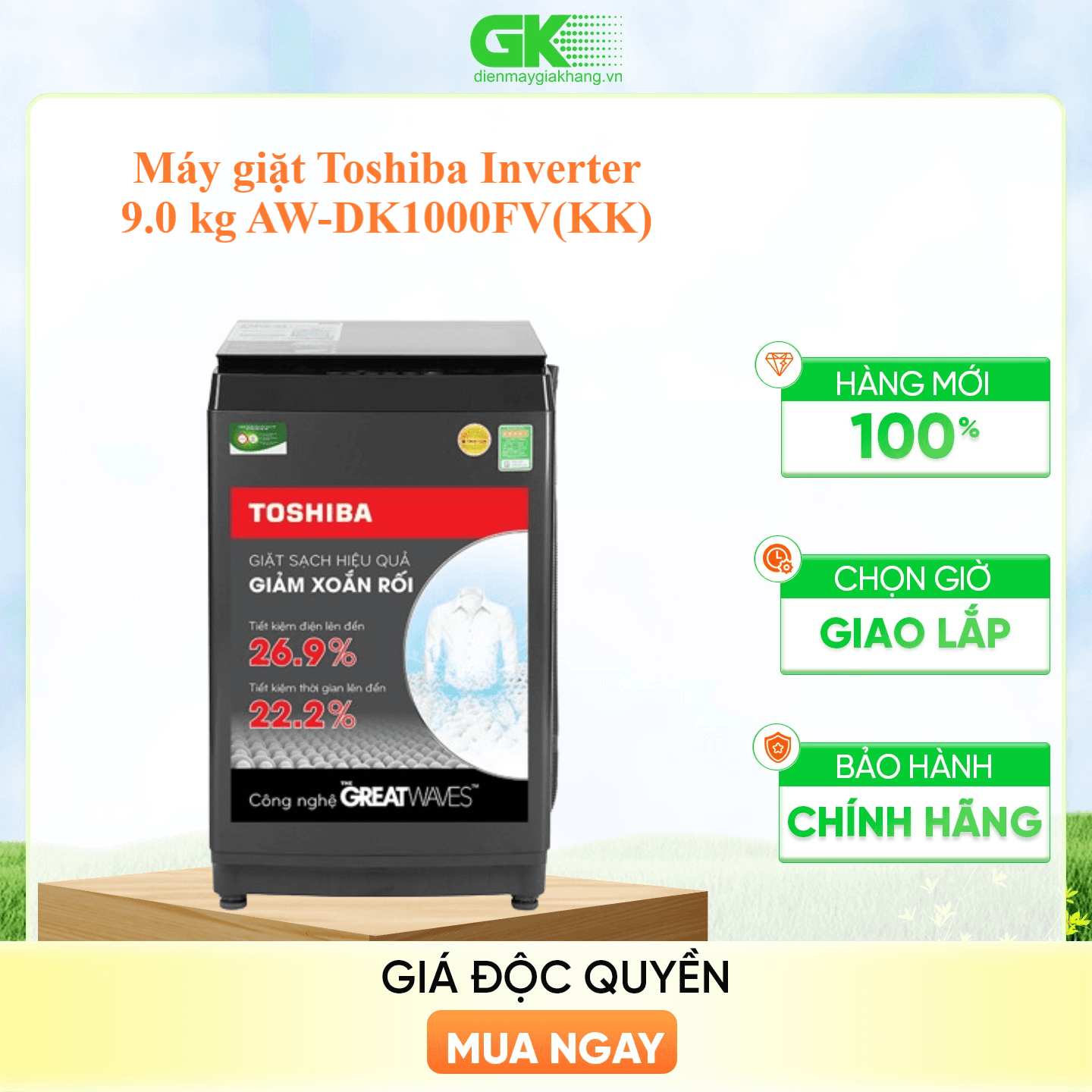 Máy giặt Toshiba Inverter 9.0 kg AW DK1000FV KK
