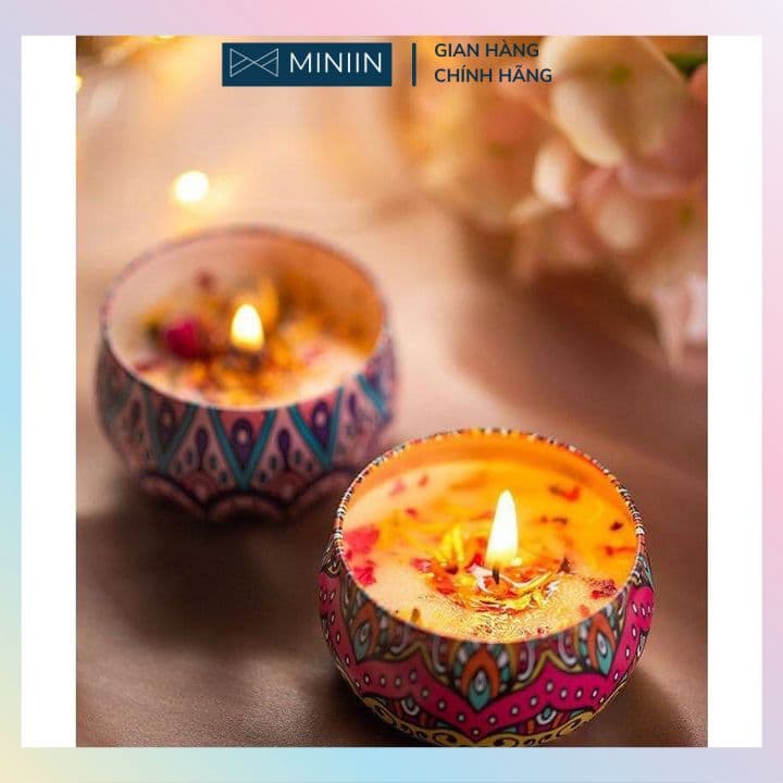 Combo 4 Lọ Sáp Nến Thơm Đốt PhòngNến Hoa Thơm Hoa Khô Thiên Nhiên MINIIN