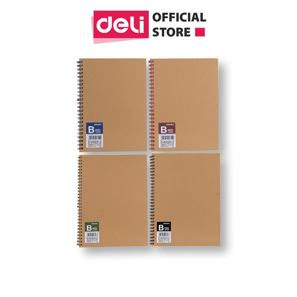 Sổ Tay Ghi Chép Lò Xo Kẻ Ngang A5 Gáy Xoắn 120 Trang Deli Phù Hợp Làm Sổ Kế Hoach Planner Viết Nhật Kí Tập Vở Học Sinh Sổ Tay Văn Phòng Màu Ngẫu Nhiên LA560 ELA560 LPA560 4 quyển Kraft nâu