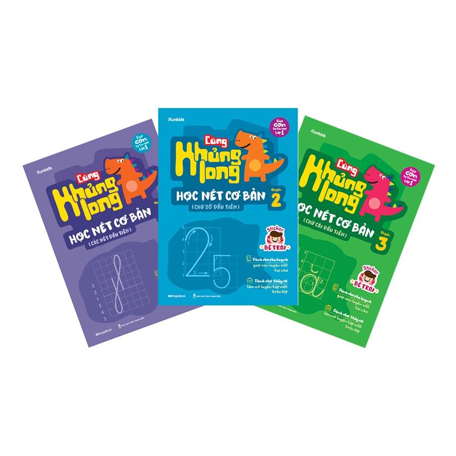 Combo 3 Cuốn Cùng Khủng Long Học Nét Cơ Bản Bé Trai