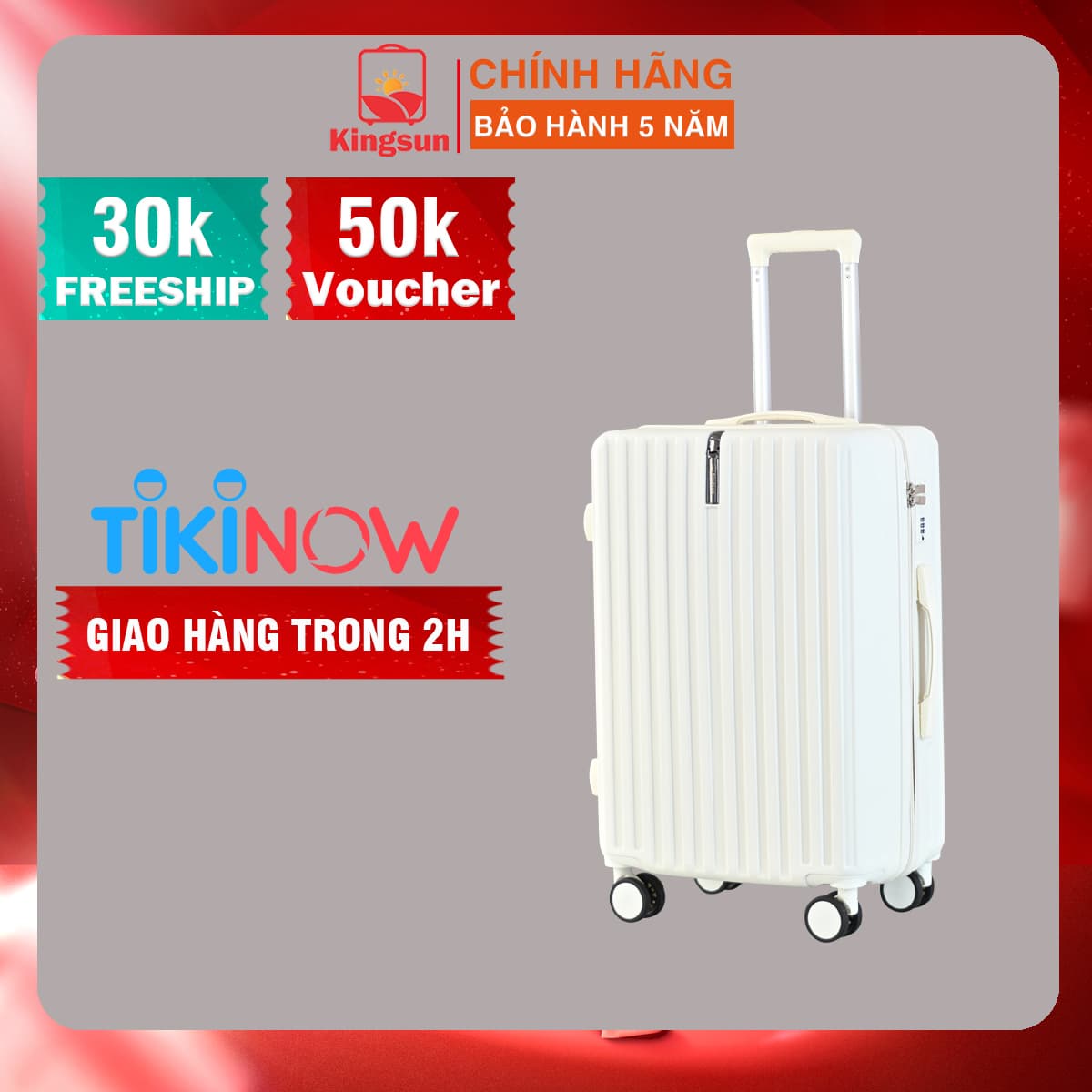 Vali Kéo Du Lịch Size 20 KS 219 Trắng Sữa