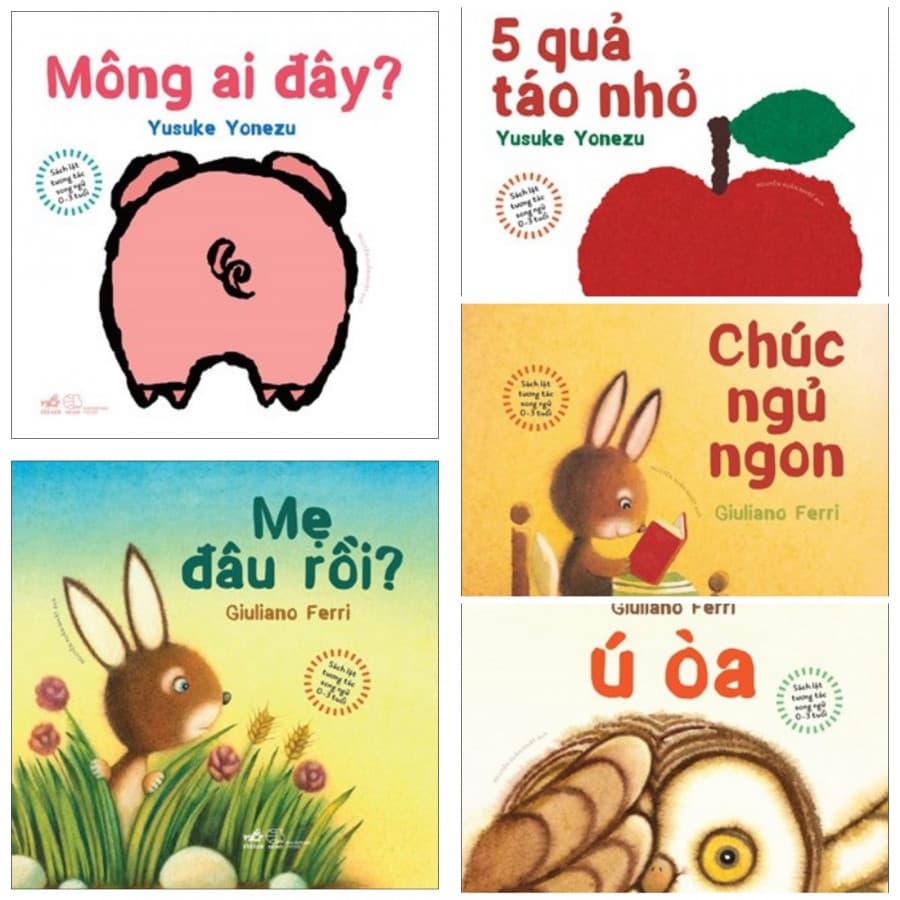 Combo Sách Lật Tương Tác Song Ngữ 0 3 Tuổi Bộ 5 Cuốn Mẹ Đâu Rồi 5 Qủa Táo Nhỏ Mông Ai Đây Ú Oà Chúc Ngủ Ngon Tặng kèm bookmark thiết kế Aha