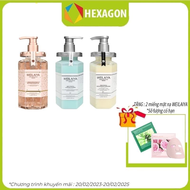 Combo Dầu gội xả phục hồi đa tầng nấm Truffle Weilaiya hương nước hoa và Sữa tắm trắng da cánh hoa hồng Damask Weilaiya