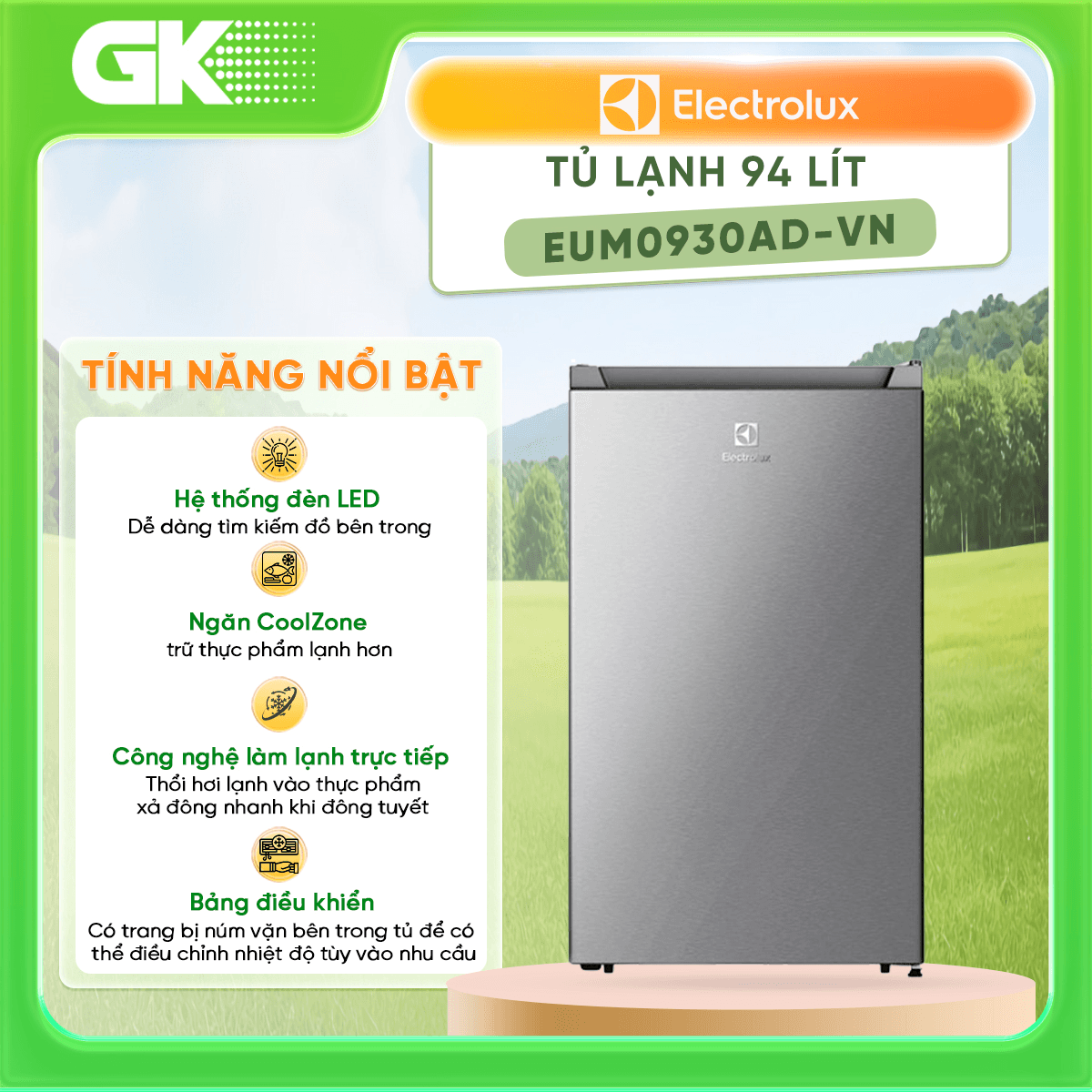 Tủ lạnh Electrolux 94 Lít EUM0930AD VN chỉ giao HCM