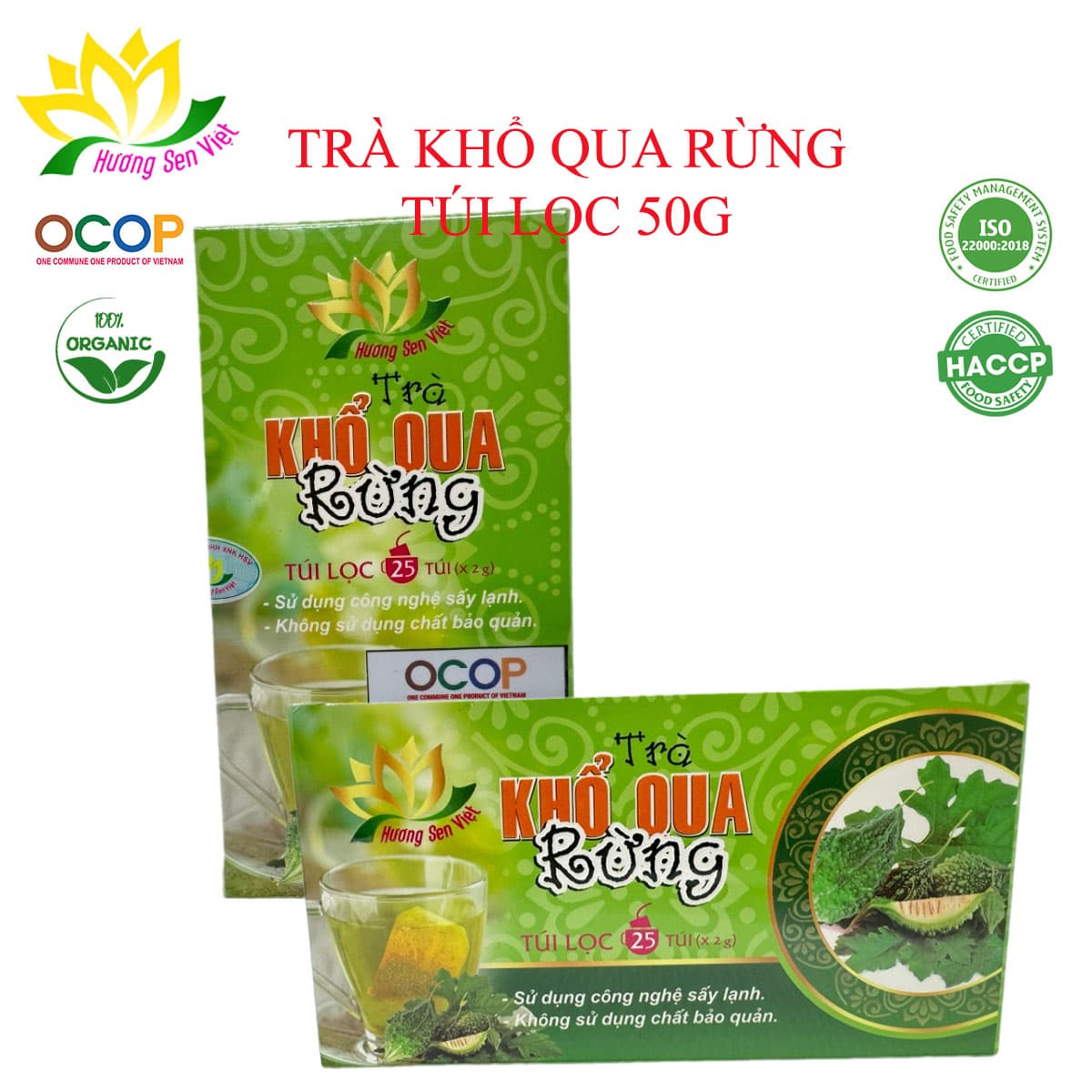 Trà Khổ Qua Rừng Túi Lọc Sấy Lạnh Hương Sen Việt 25 Túi x 2g