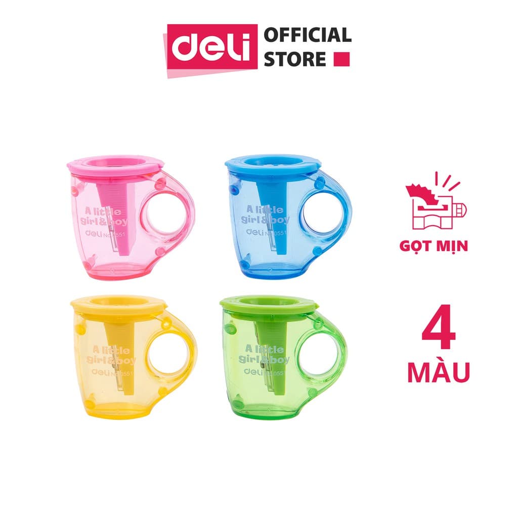 Gọt Bút Chì Deli 2 Cỡ Xanh Lá Xanh Dương Hồng Vàng 1 Chiếc E0551 Xanh lá