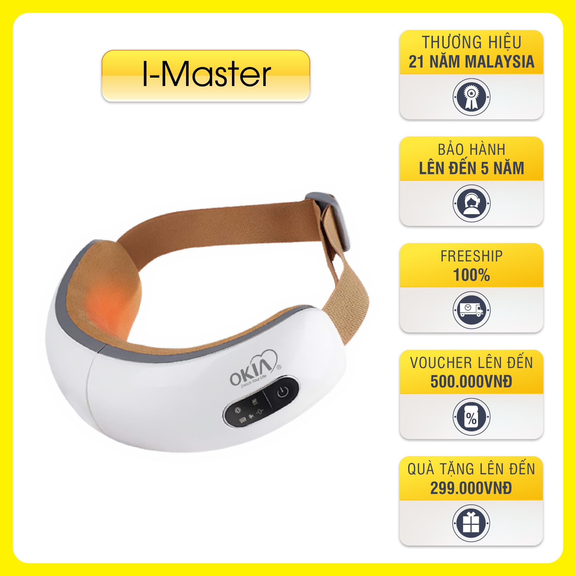 Máy Massage Mắt OKIA I Master KWH974 Máy Mát Xa Mắt Giảm Quầng Thâm Tăng Lưu Thông Máu Thư Giãn MALAYSIA