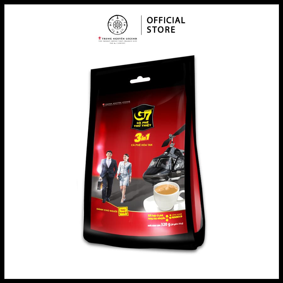 Trung Nguyên Legend Cà phê hòa tan G7 3in1 Bịch 20 sachets x 16gr gói vuông
