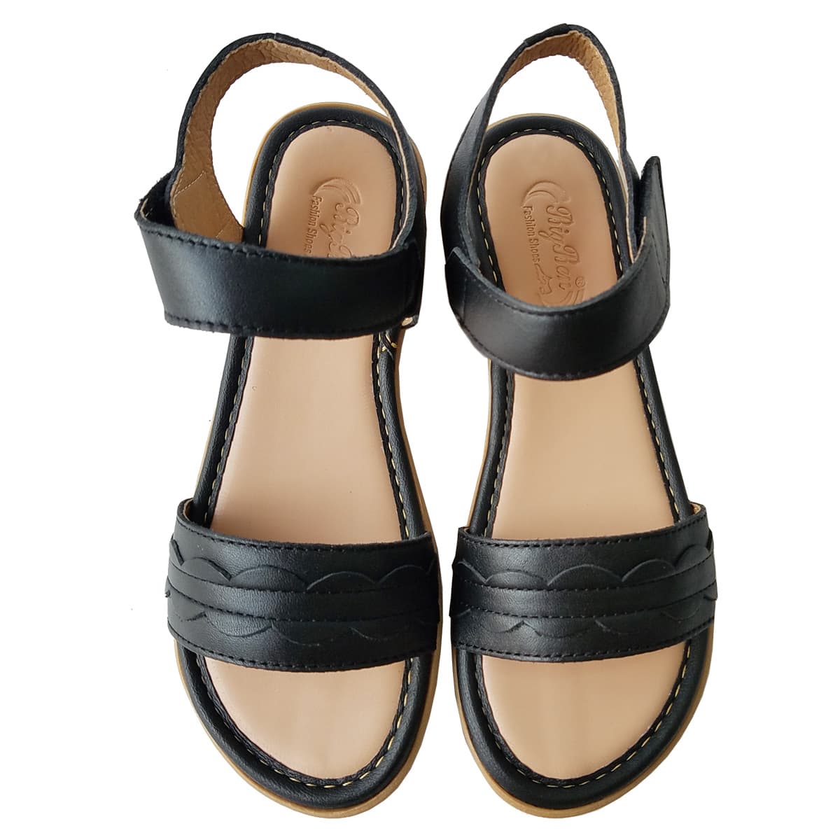 Giày Sandal Nữ Da Bò Thật BIGGBEN Cao Cấp SDN88 đen 36
