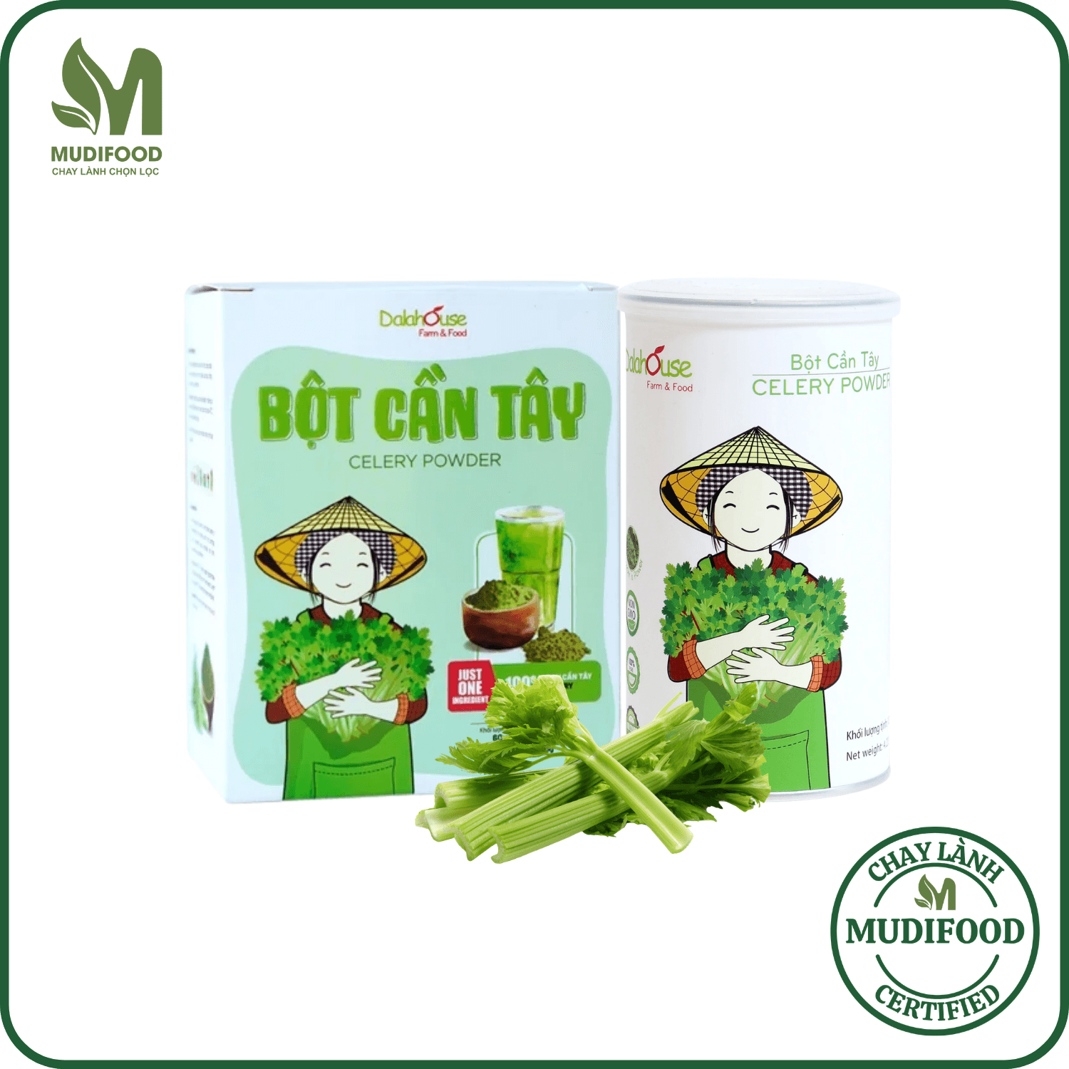 Bột Cần Tây Hữu Cơ Nguyên Chất Sấy Lạnh Dalahouse Ổn Định Hệ Tiêu Hóa Detox Thải Độc Thanh Lọc Cơ Thể Giảm Căng Thẳng Mệt Mỏi Hỗ Trợ Giảm Cân Cải Thiện Sức Khỏe Tim Mạch Chống Oxy Hóa Giảm Cholesterol Xấu Người Tập Gym Yoga Eat Clean Hộp 20 gói 3g