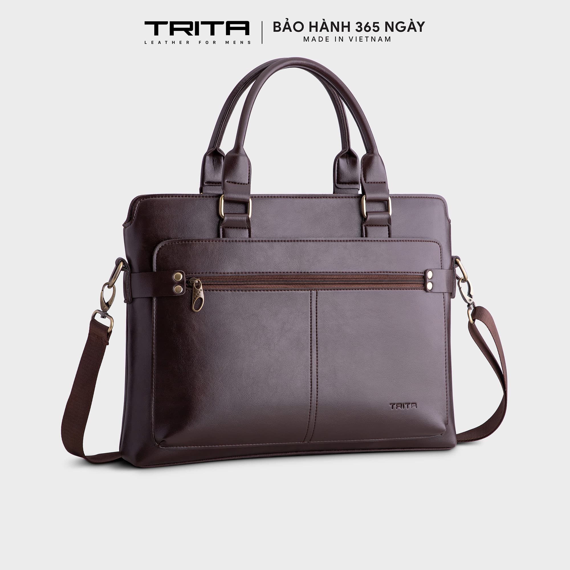 Cặp công sở Trita Thời trang nam đa năng Cặp da TCA12 Nâu