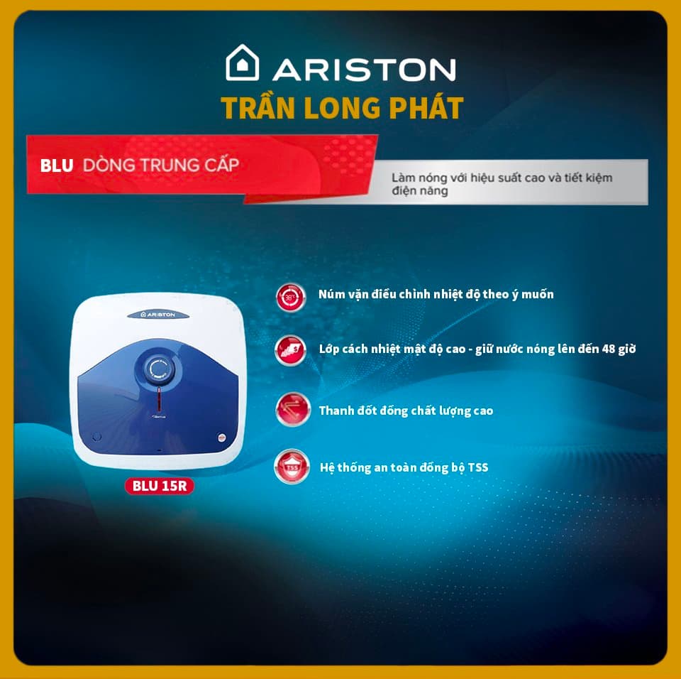 Bình nước nóng Ariston 15 lít Blu 15R 2.5 FE