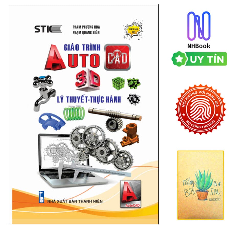 Sách Giáo Trình Autocad 3D Lý Thuyết & Thực Hành Bìa mềm Tặng sổ tay xương rồng