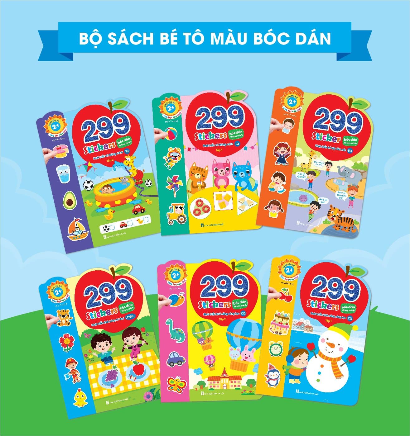 Bộ sách bóc dán phát triển trí tuệ cảm xúc CQ IQ EQ 299 Stickers Trọn bộ 6 cuốn