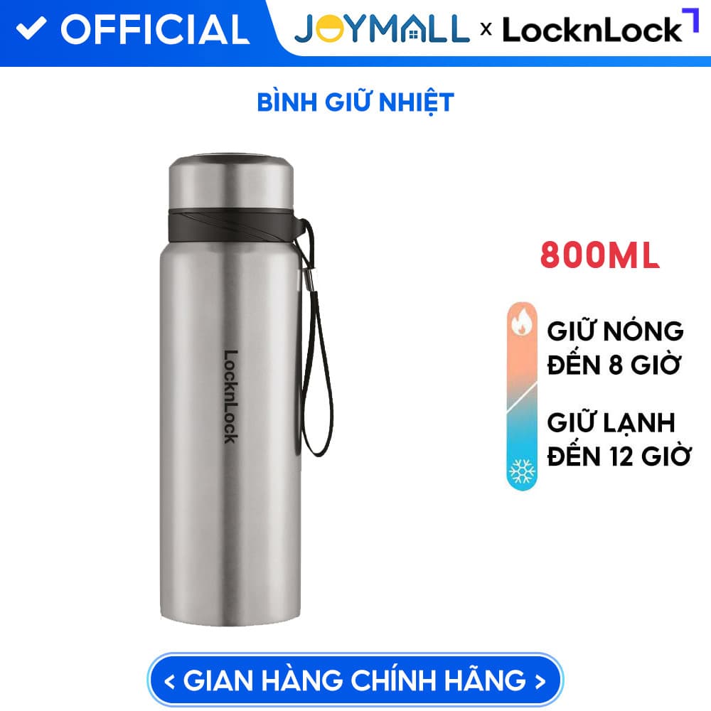 Bình Giữ Nhiệt Bằng Thép Không Gỉ Lock&Lock Vacuum Bottle LHC6180SLV 800ML Màu Bạc