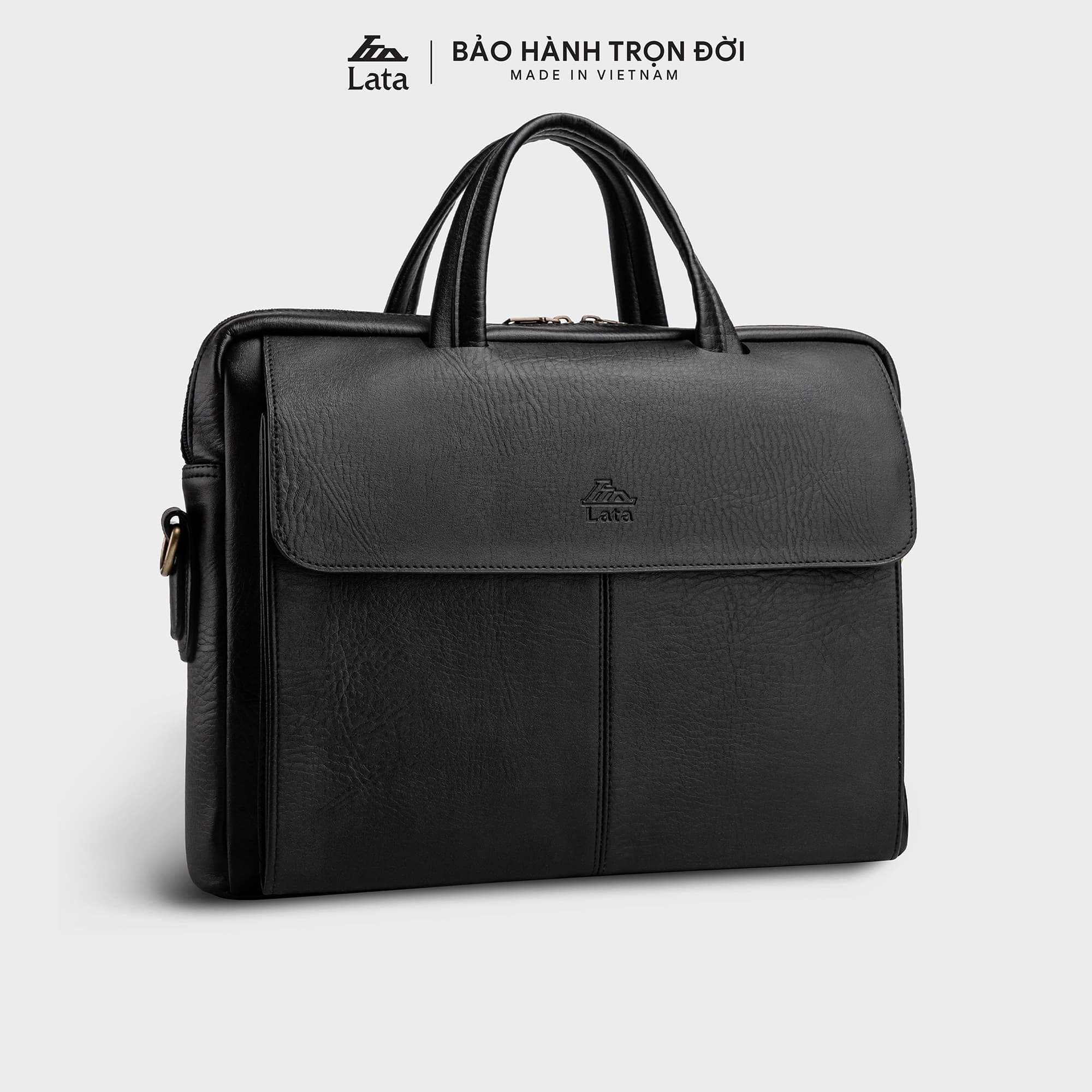 Cặp Công Sở Lata Thời trang nam basic đựng laptop 15 inch Cặp da CA21 Đen