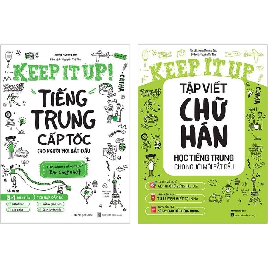 Combo 2 Cuốn Keep It Up Học Tiếng Trung Cấp Tốc Và Tập Viết Chữ Hán Cho Người Mới Bắt Đầu