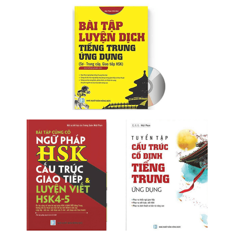 Combo Tuyển tập cấu trúc cố định tiếng Trung ứng dụng Bài tập củng cố ngữ pháp HSK cấu trúc giao tiếp &luyện viết HSK4 5 Bài tập luyện dịch tiếng Trung ứng dụng
