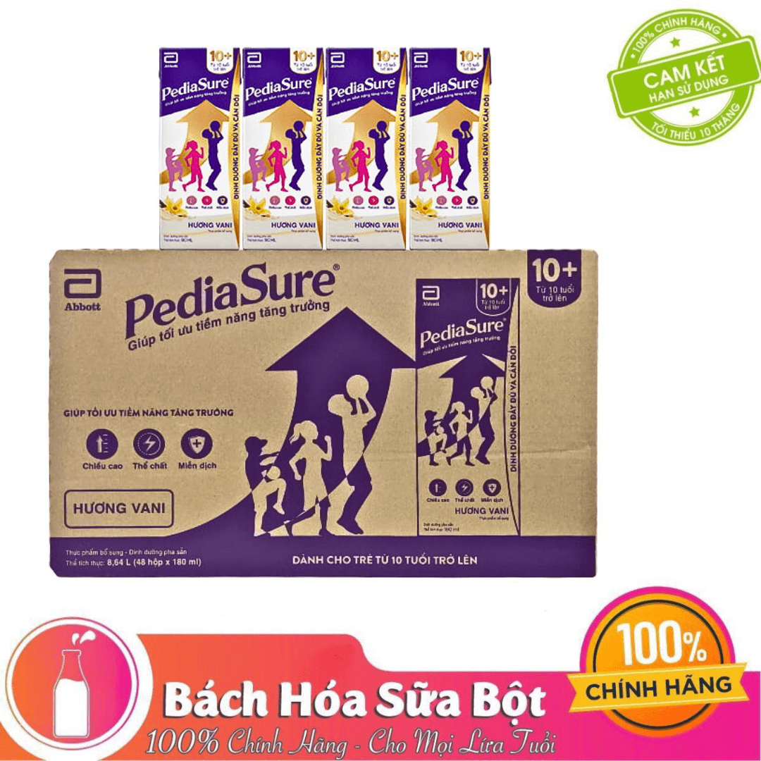 Thùng 48 hộp sữa nước Pediasure 10 hương vani hộp 180ml