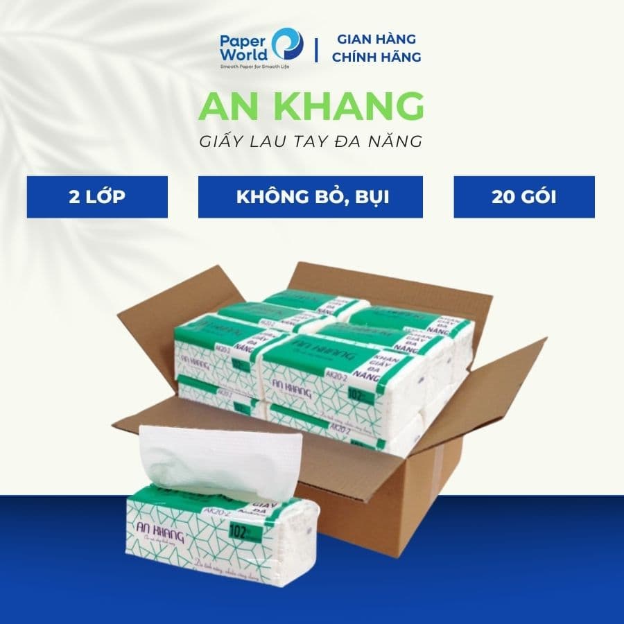 Combo 20 gói khăn giấy lau tay An Khang AK20 2 loại hai lớp dài 20cm 102 tờgói