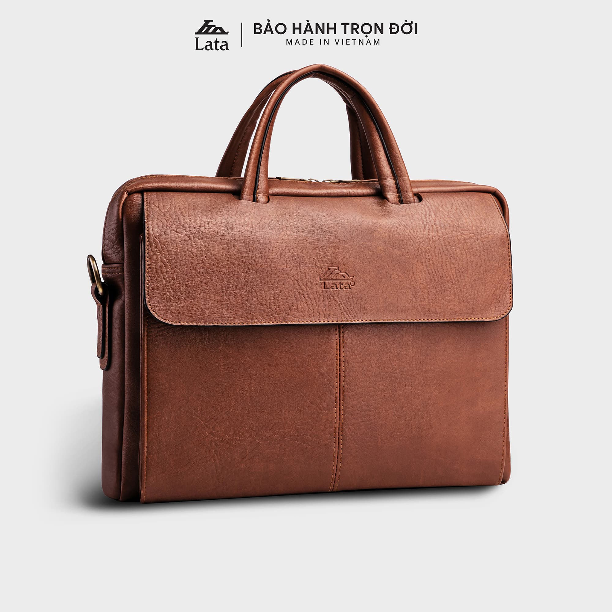 Cặp Công Sở Lata Thời trang nam basic đựng laptop 15 inch Cặp da CA21 Bò đậm