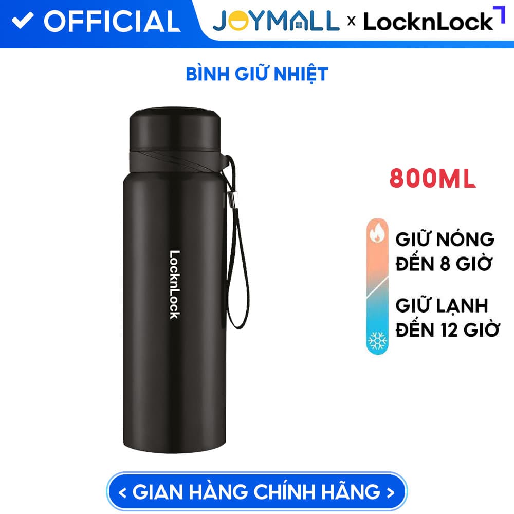 Bình Giữ Nhiệt Bằng Thép Không Gỉ Lock&ampLock Vacuum Bottle LHC6180BLK 800ML Màu Đen