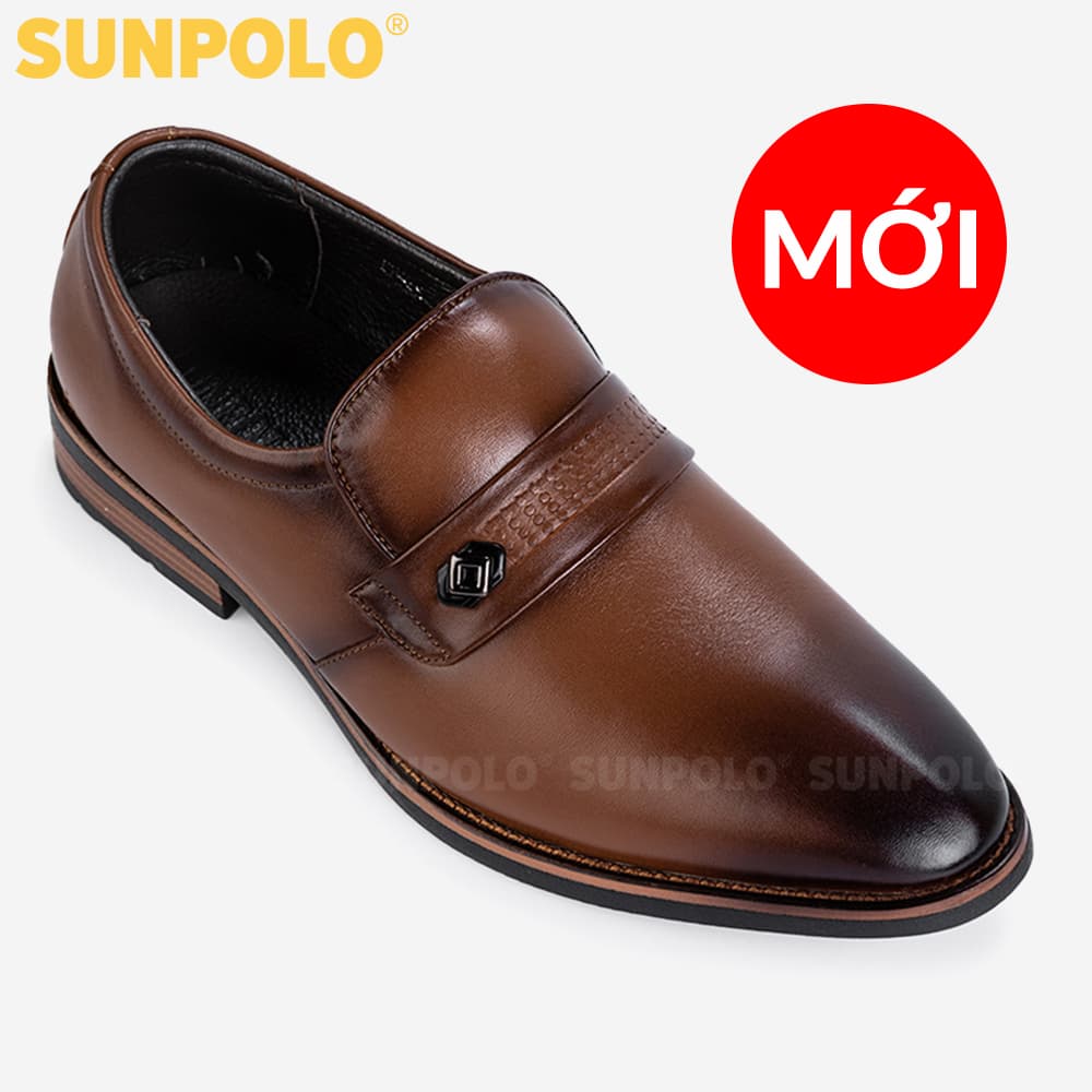Giày Nam Giày Tây Nam Da Bò SUNPOLO SPH428 Đen Nâu 43 Màu Nâu