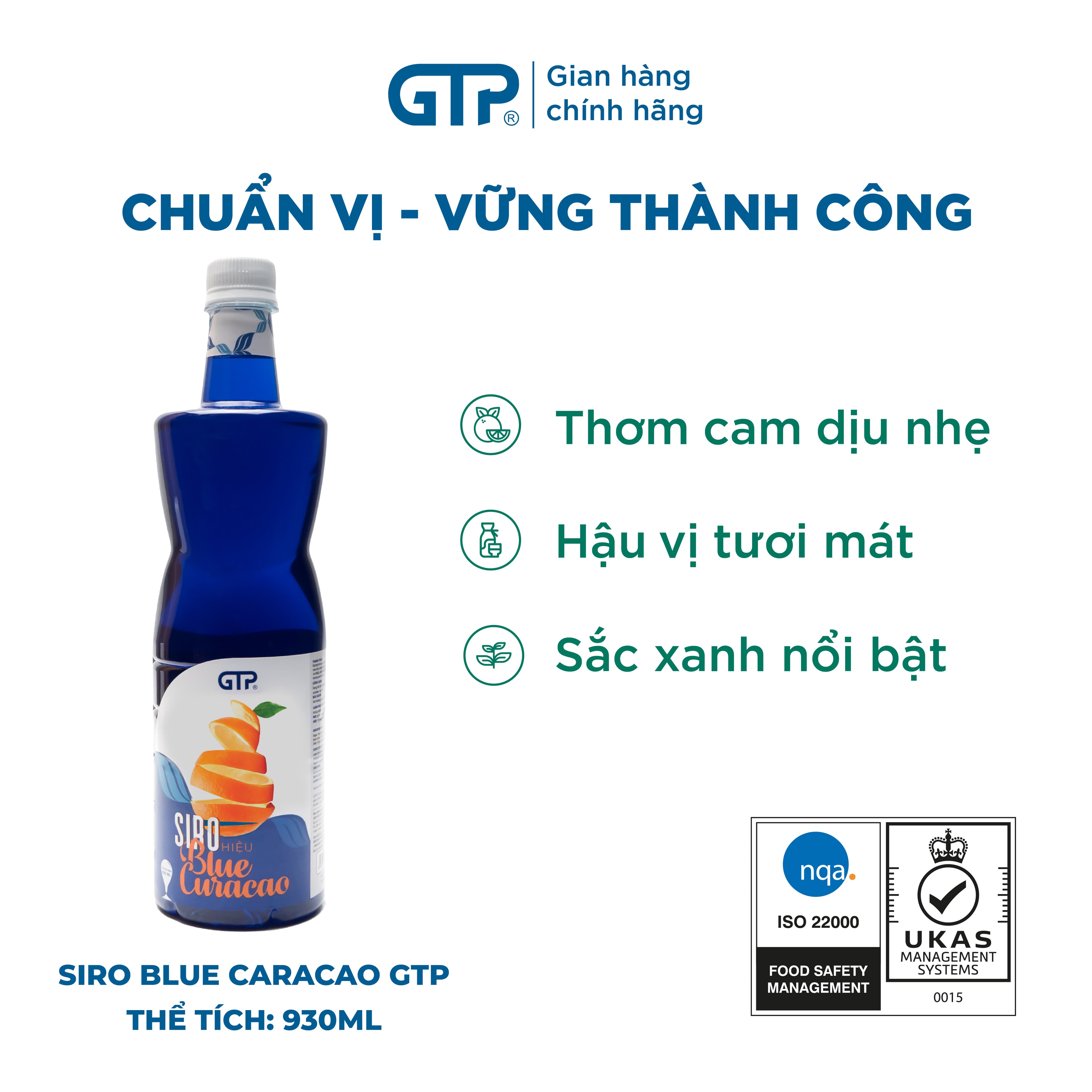 Siro GTP hiệu Blue Curacao nguyên liệu syrup siro pha chế trà sữa nguyên liệu pha chế trà trái cây đá bào CURACAO