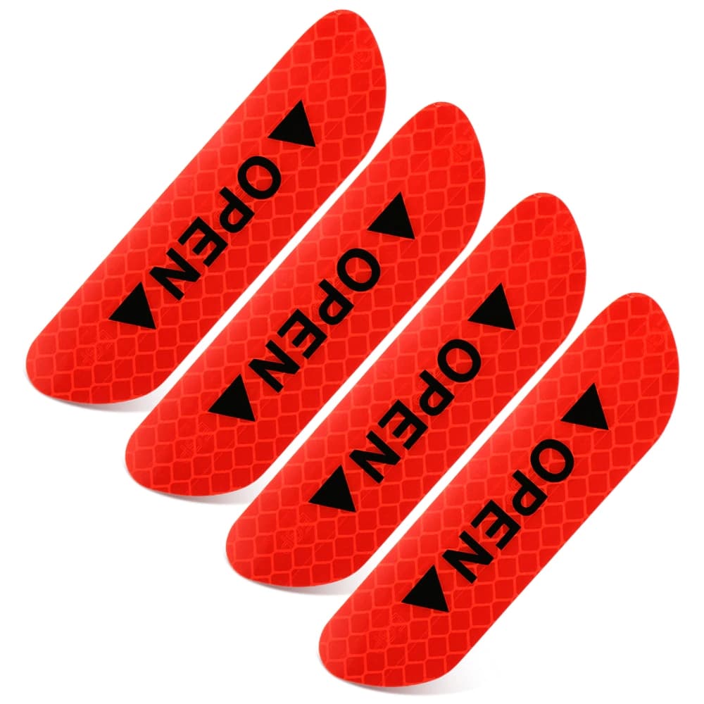 Bộ 4 Miếng Dán Phản Quang Sticker Dán Cảnh Báo Mở Cửa Cho Ô tô Xe Hơi Giúp An Toàn Khi Mở Cửa Xe Mai Lee Đỏ