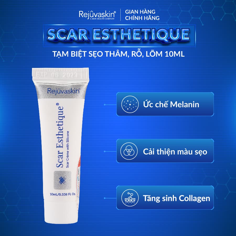 Kem Làm Mờ Sẹo Thâm Sẹo Rỗ Sẹo Lõm Scar Esthetique của Rejuvaskin thương hiệu hỗ trợ trị sẹo Hoa Kỳ