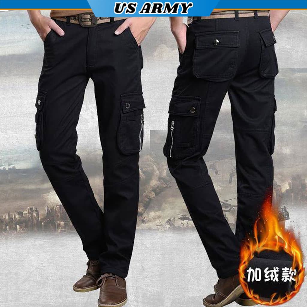 Quần Túi Hộp Nam Kaki Thời Trang Phong Cách Thể Thao US678 Chất Vải Kaki Cao Cấp Phong Cách Lính ĐEN 30