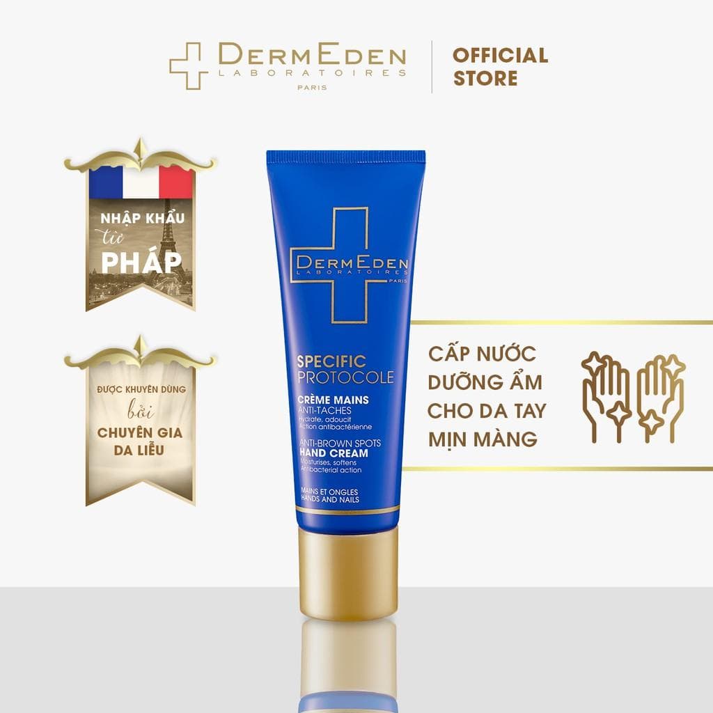 Kem dưỡng da tay làm mềm da và mờ đốm nâu DERMEDEN ANTI BROWN SPOTS HAND CREAM Niacinamide 5 HA 1 50ml