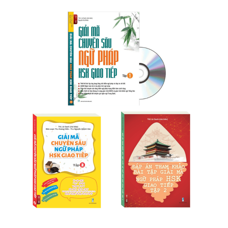 Sách Combo Giải mã chuyên sâu ngữ pháp HSK giao tiếp tập 1 tâp 2 Đap an giải mã chuyên sâu ngữ pháp HSK giao tiếp tâp 2 DVD tai liêu